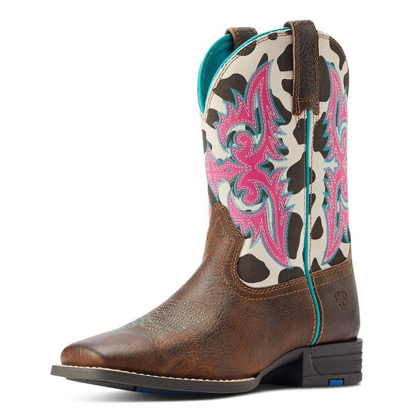 Ariat Other - NWB Ariat Kids Lonestar Rowdy Rust Cow Print Western Square Toe Boots Size 6